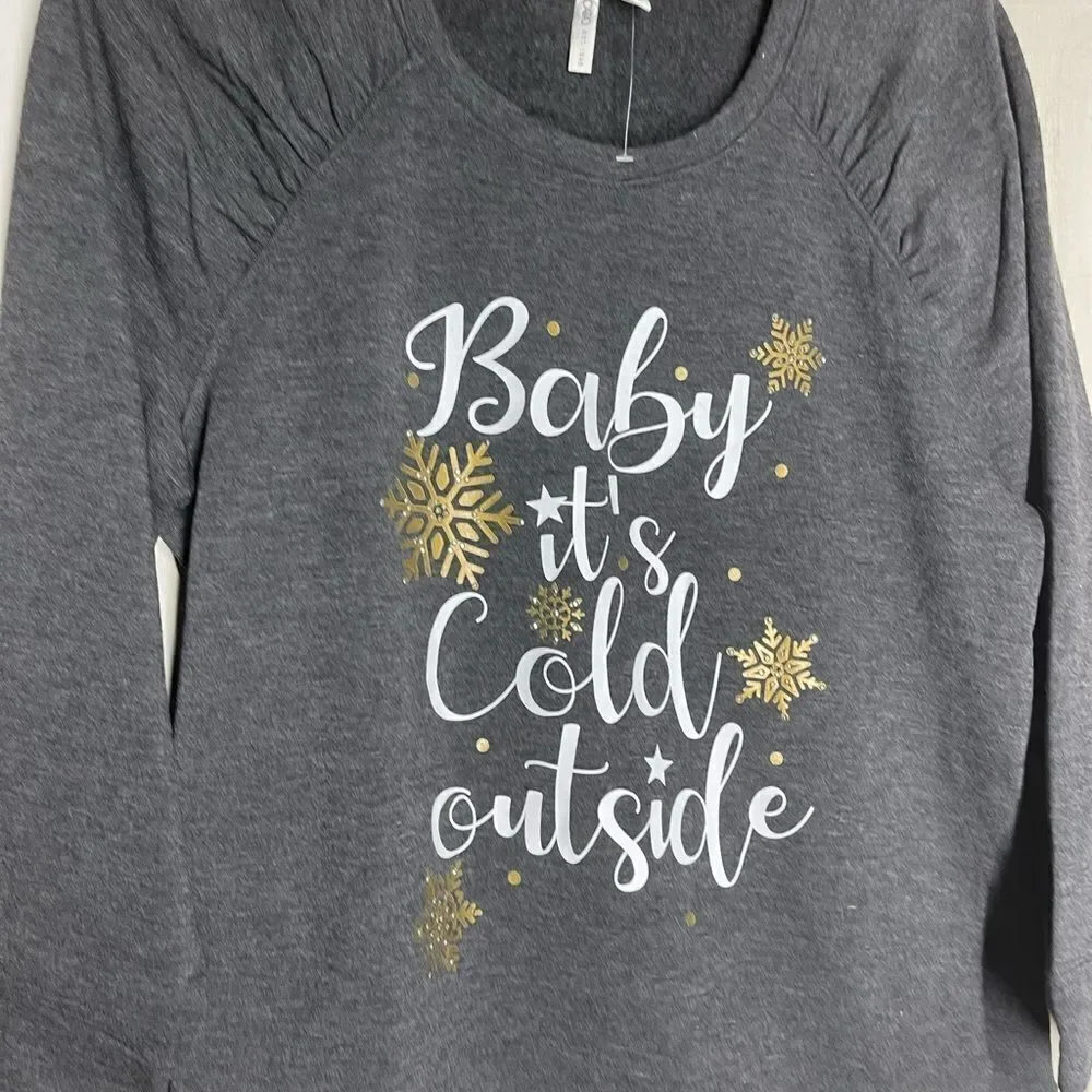 CATO new without‎ tags gray Baby it’s cold outside Holiday sweatshirt, size XS - Picture 5 of 16